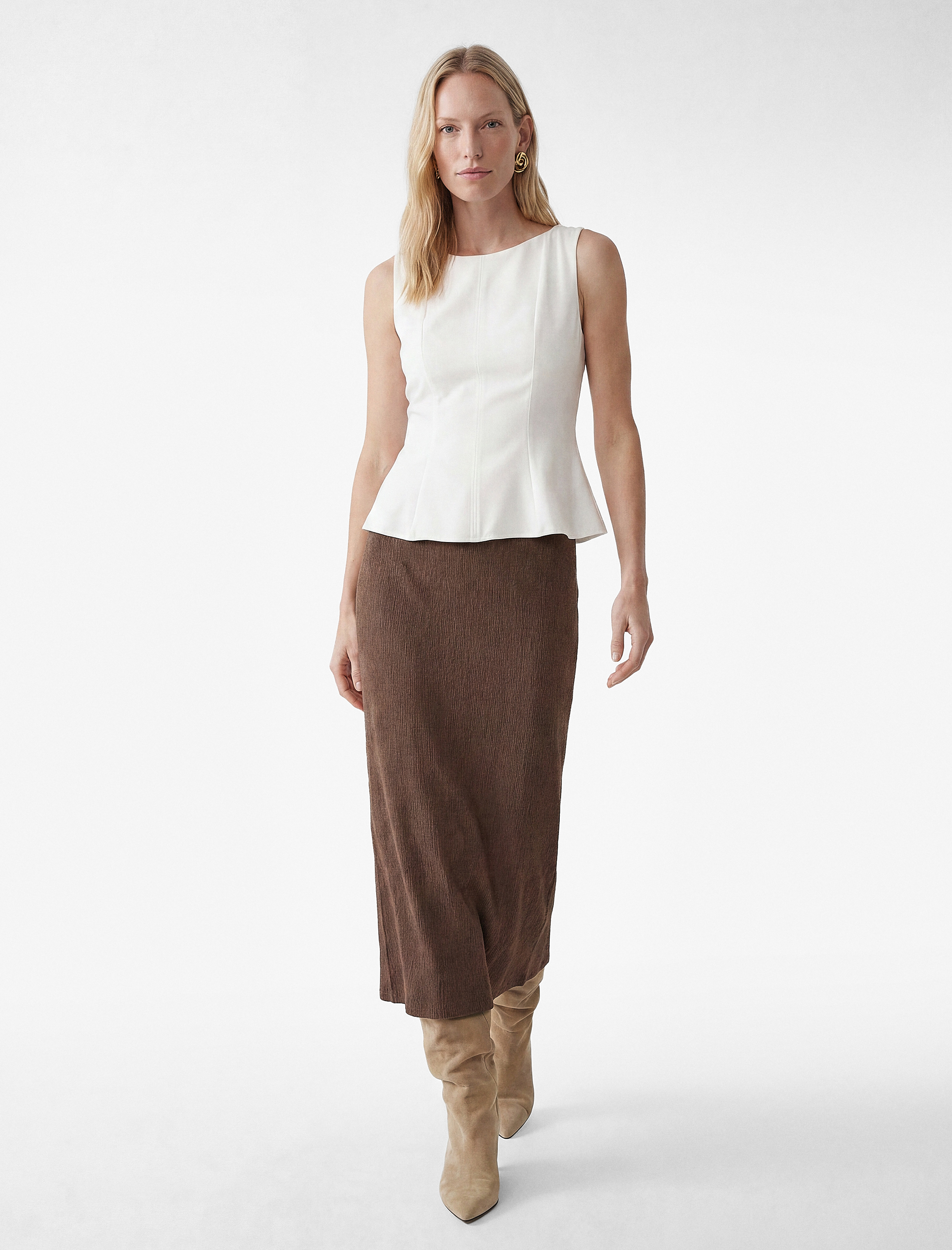   Bisiklet Yaka Slim Fit Peplum Bluz