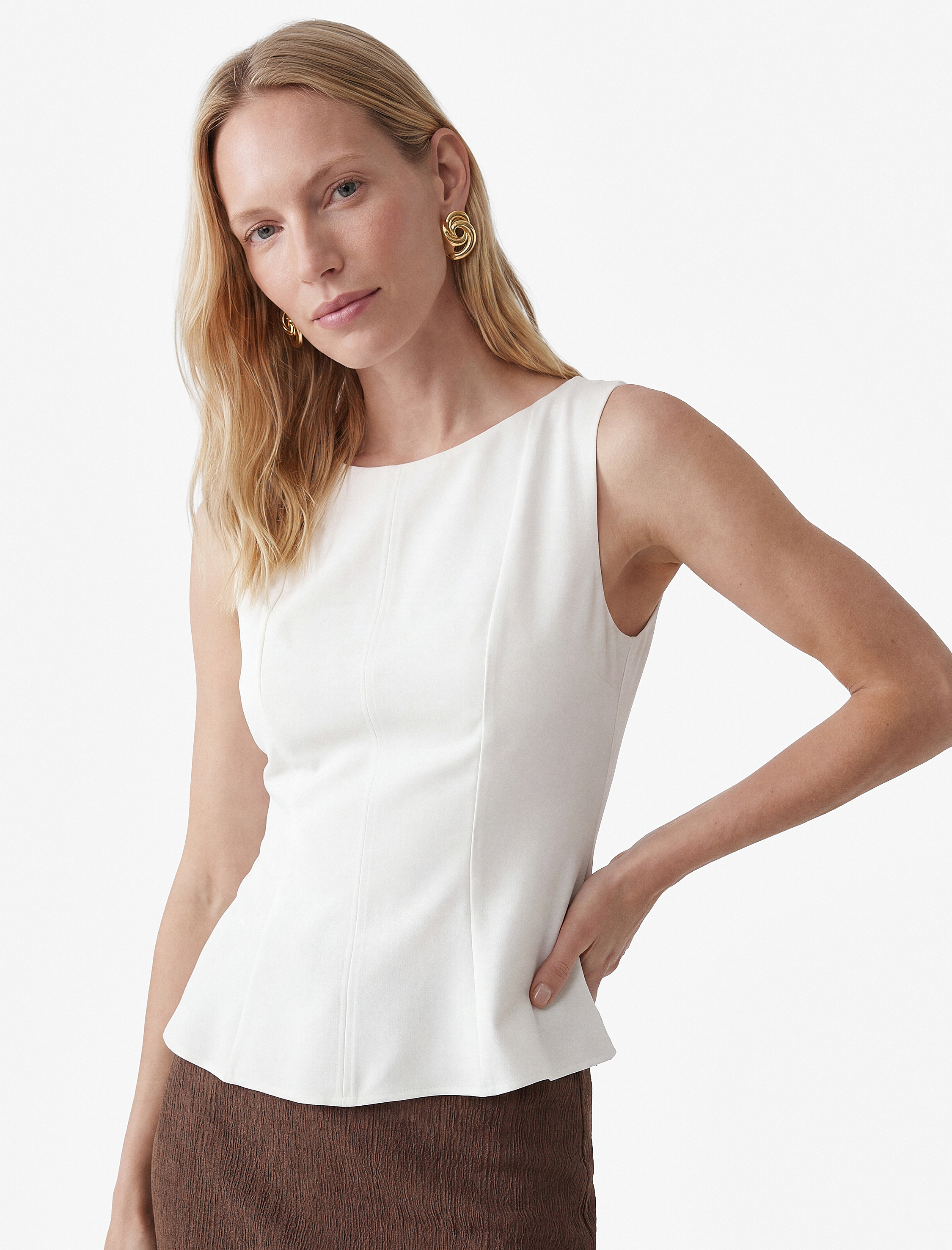   Bisiklet Yaka Slim Fit Peplum Bluz