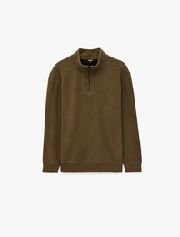 Regular Fit Uzun Kollu Yarım Fermuarlı Sweatshirt