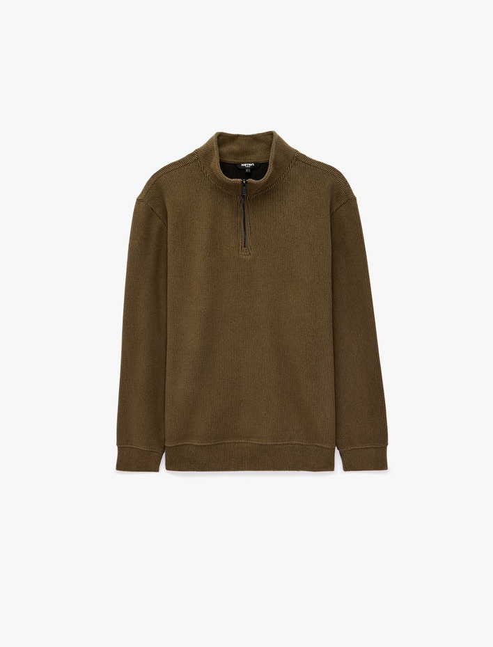  Regular Fit Uzun Kollu Yarım Fermuarlı Sweatshirt