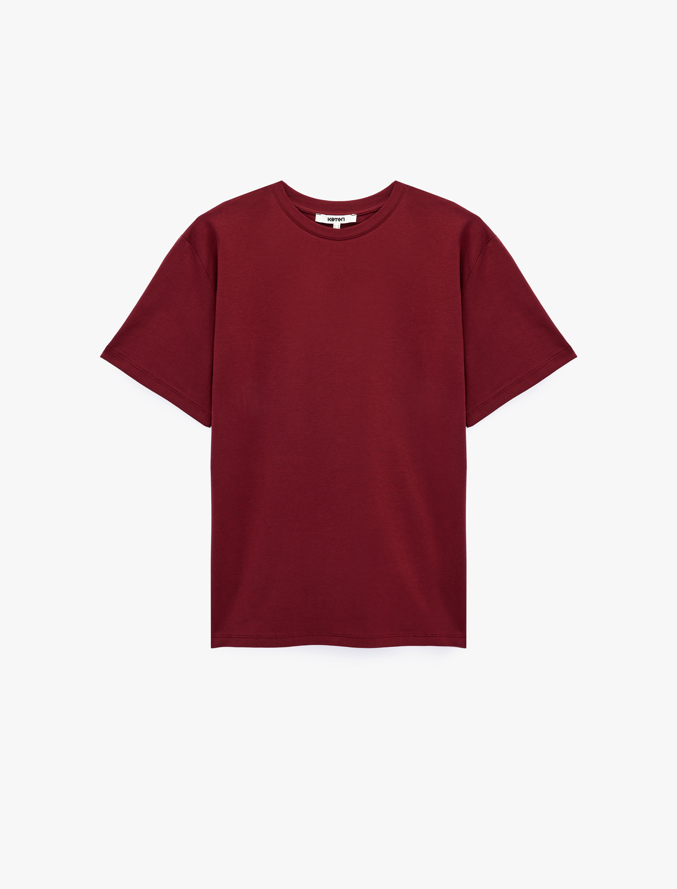   Pamuklu Kısa Kollu Bisiklet Yaka Oversize Basic Tişört