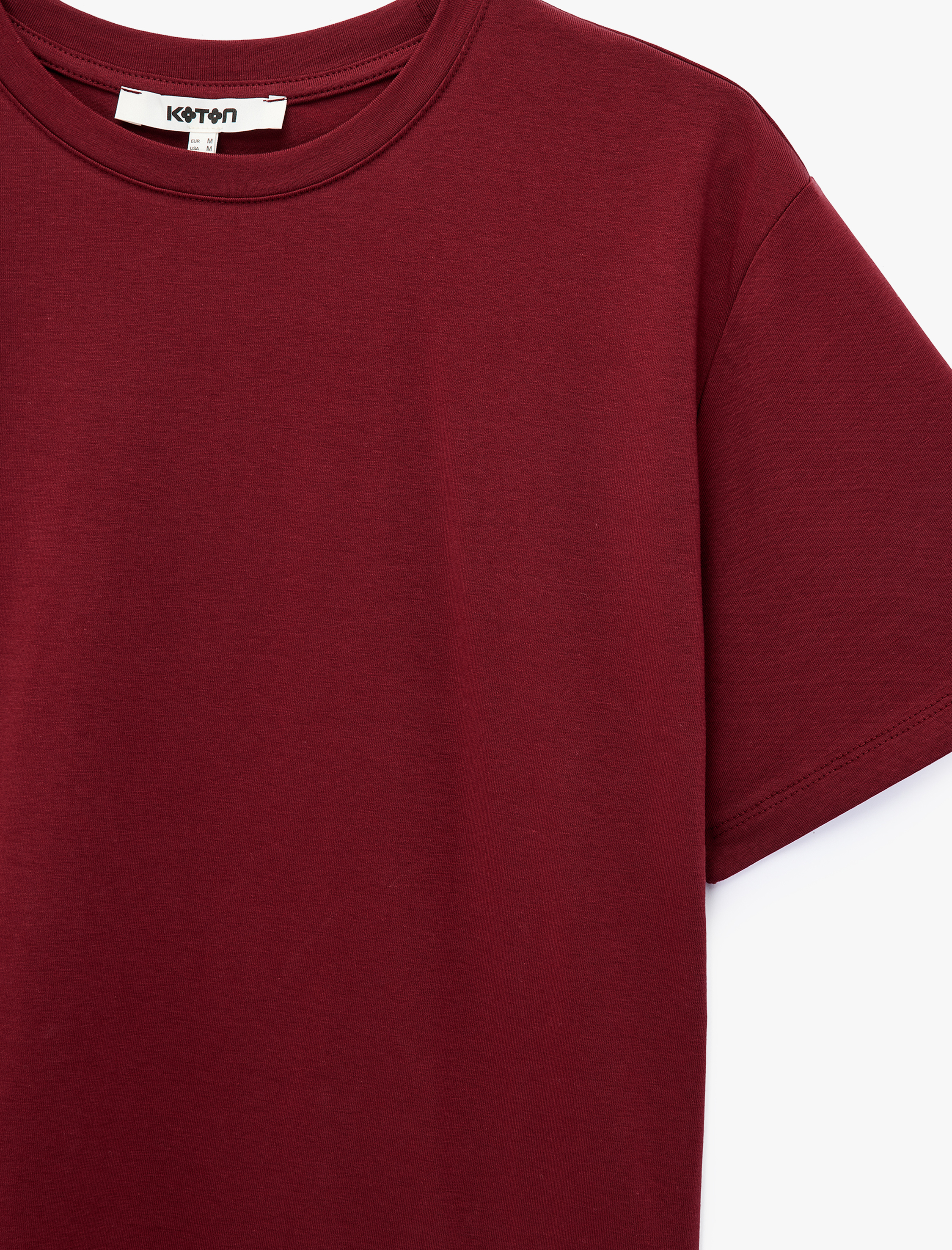   Pamuklu Kısa Kollu Bisiklet Yaka Oversize Basic Tişört