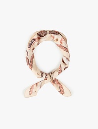 Pamuklu Etnik Desenli Kare Bandana Fular