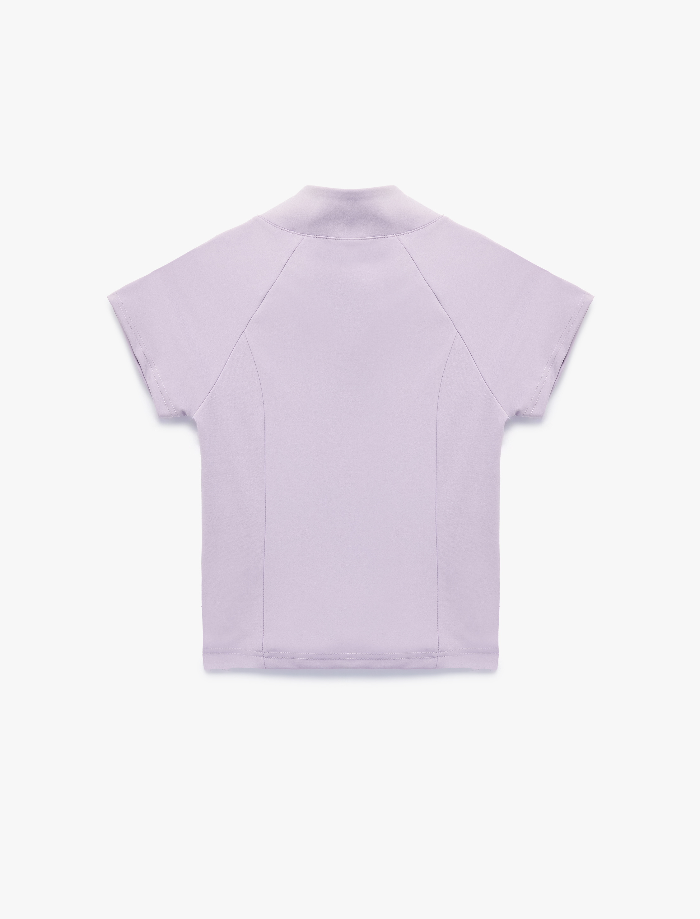   Slim Fit Kolsuz Dik Yaka Fermuarlı Spor Tişört