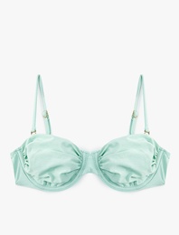 Koton X Sibil Çetinkaya - Büzgülü Parıltılı Balenli Bikini Üstü Çıkarılabilir Askılı