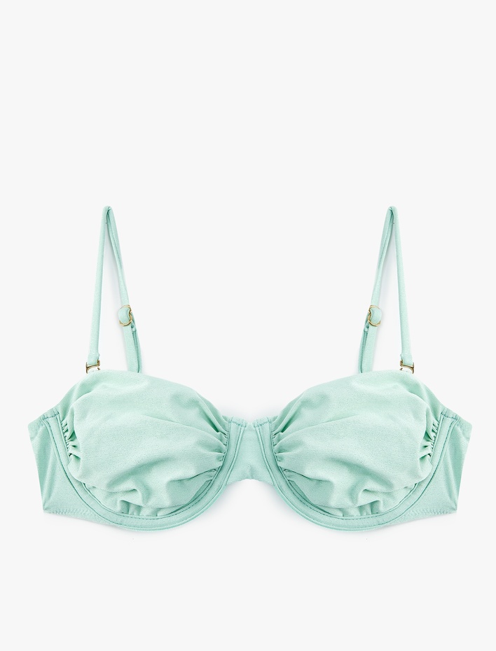  Koton X Sibil Çetinkaya - Büzgülü Parıltılı Balenli Bikini Üstü Çıkarılabilir Askılı