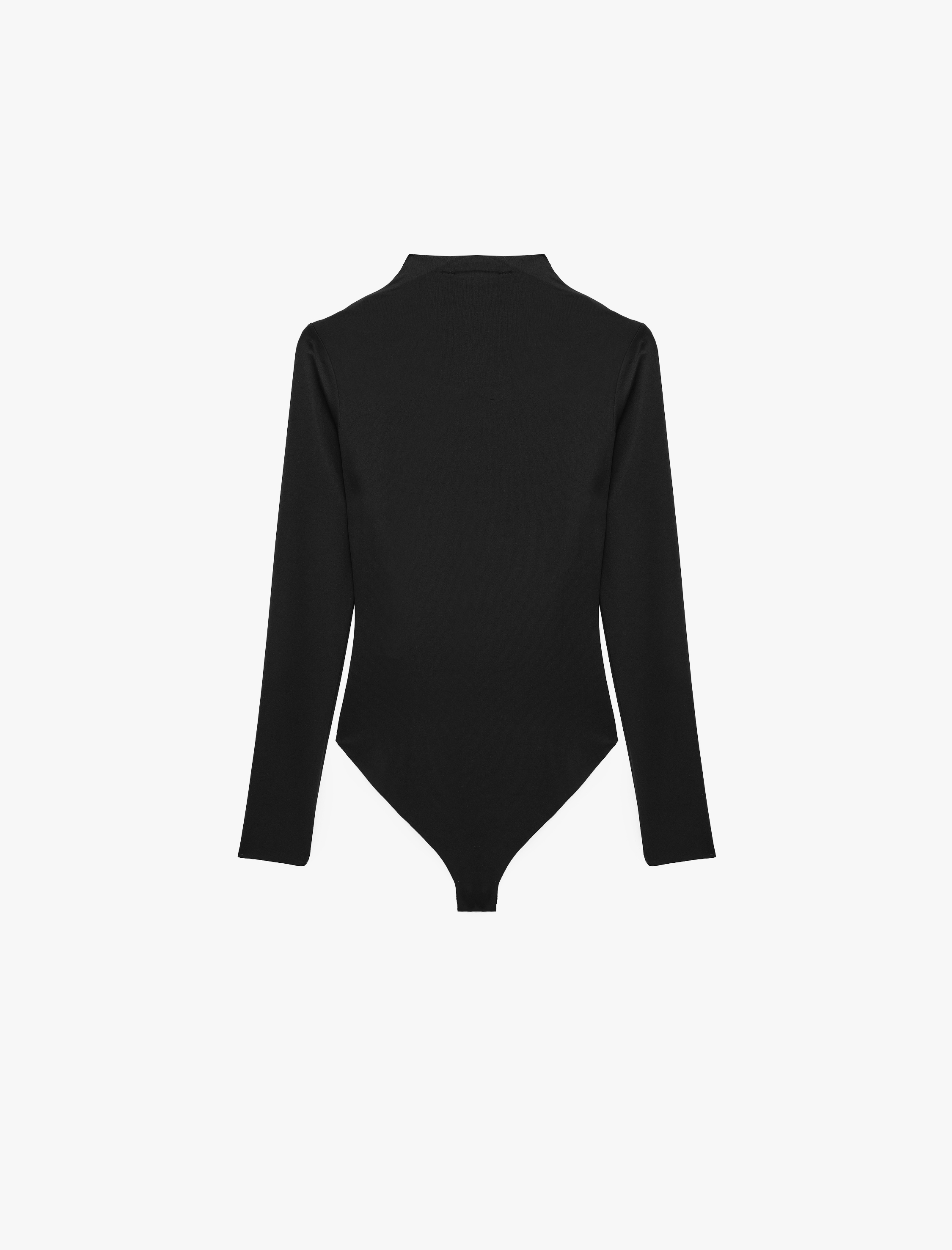   Slim Fit Uzun Kollu Drape Detaylı Hafif Dik Yaka Bodysuit