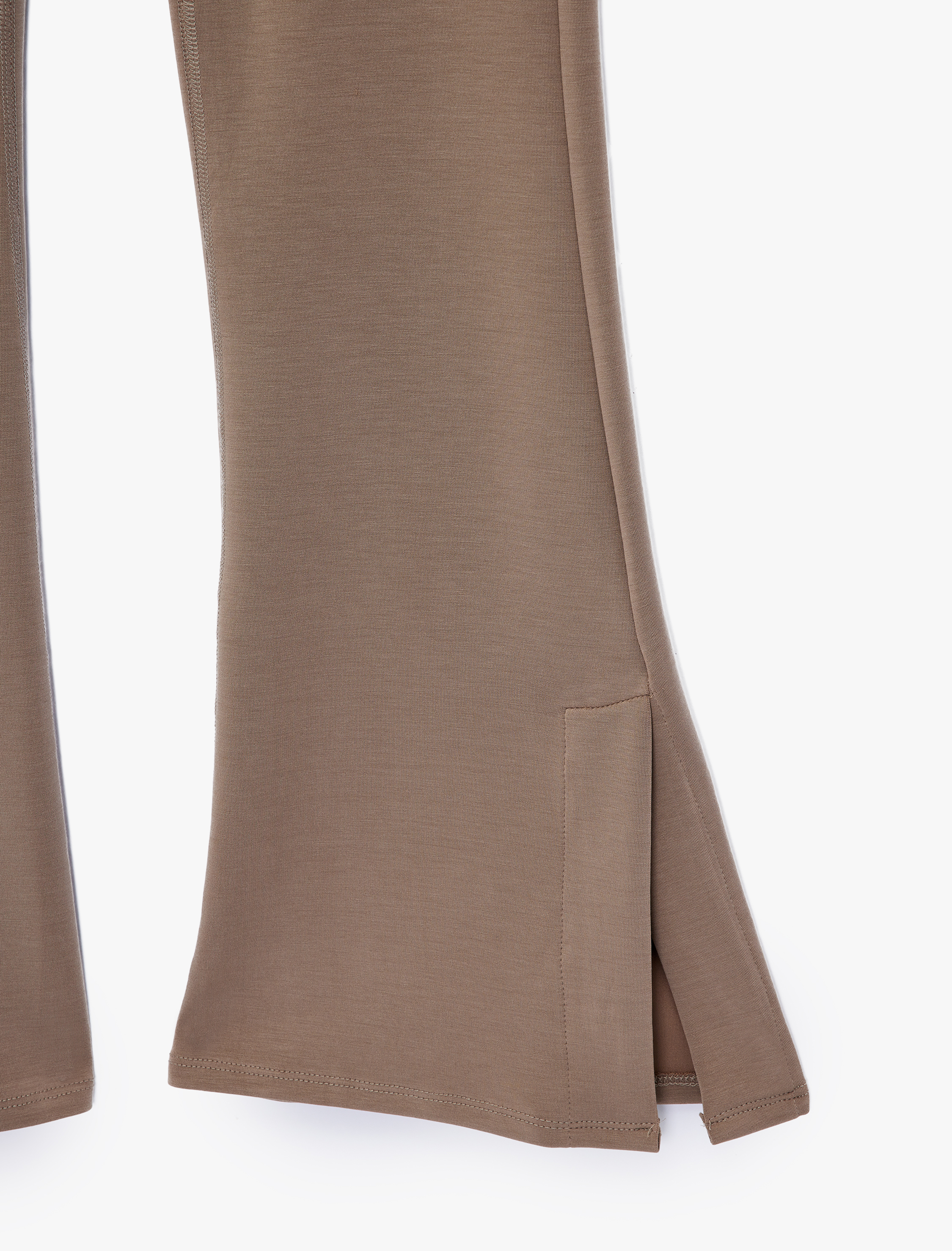   Modal Kumaş Slim Fit Yüksek Bel İspanyol Paça Tayt Yırtmaç Detaylı