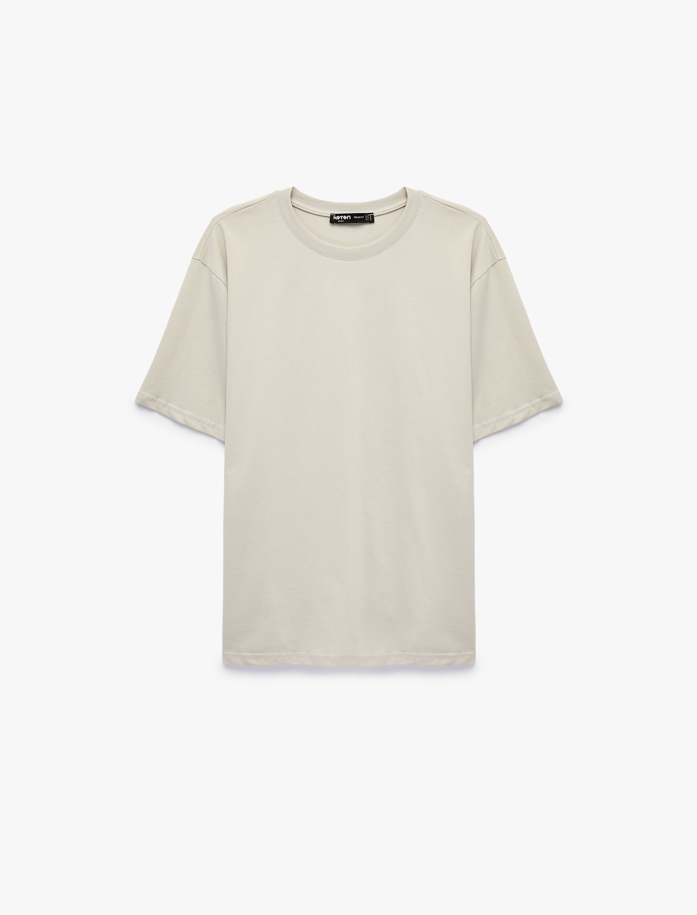   Pamuklu Bisiklet Yaka Kısa Kollu Basic Oversize Tişört