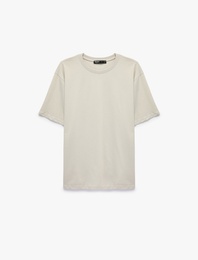 Pamuklu Bisiklet Yaka Kısa Kollu Basic Oversize Tişört