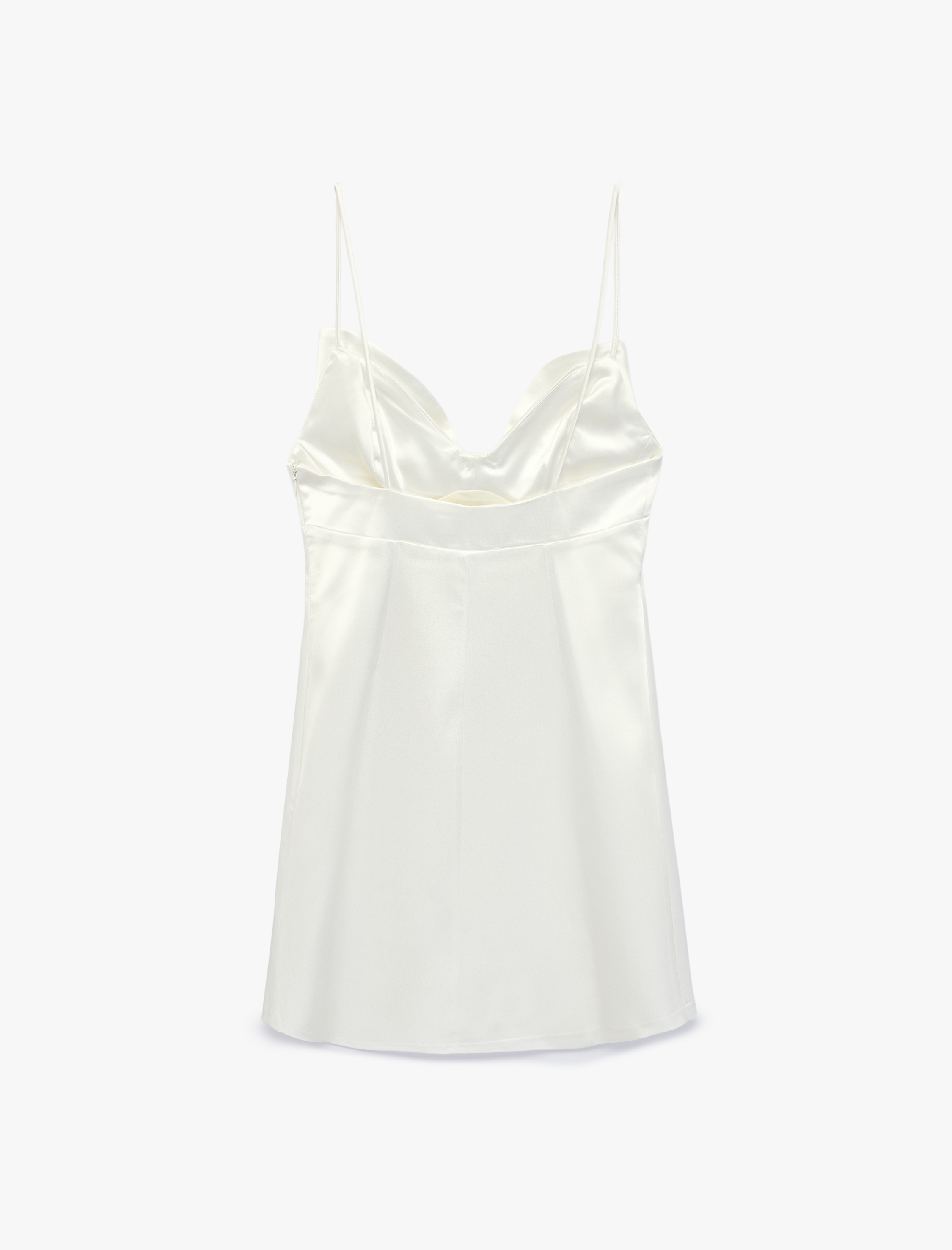   Askılı Kalp Yaka Kolsuz Saten Mini Bridal Elbise