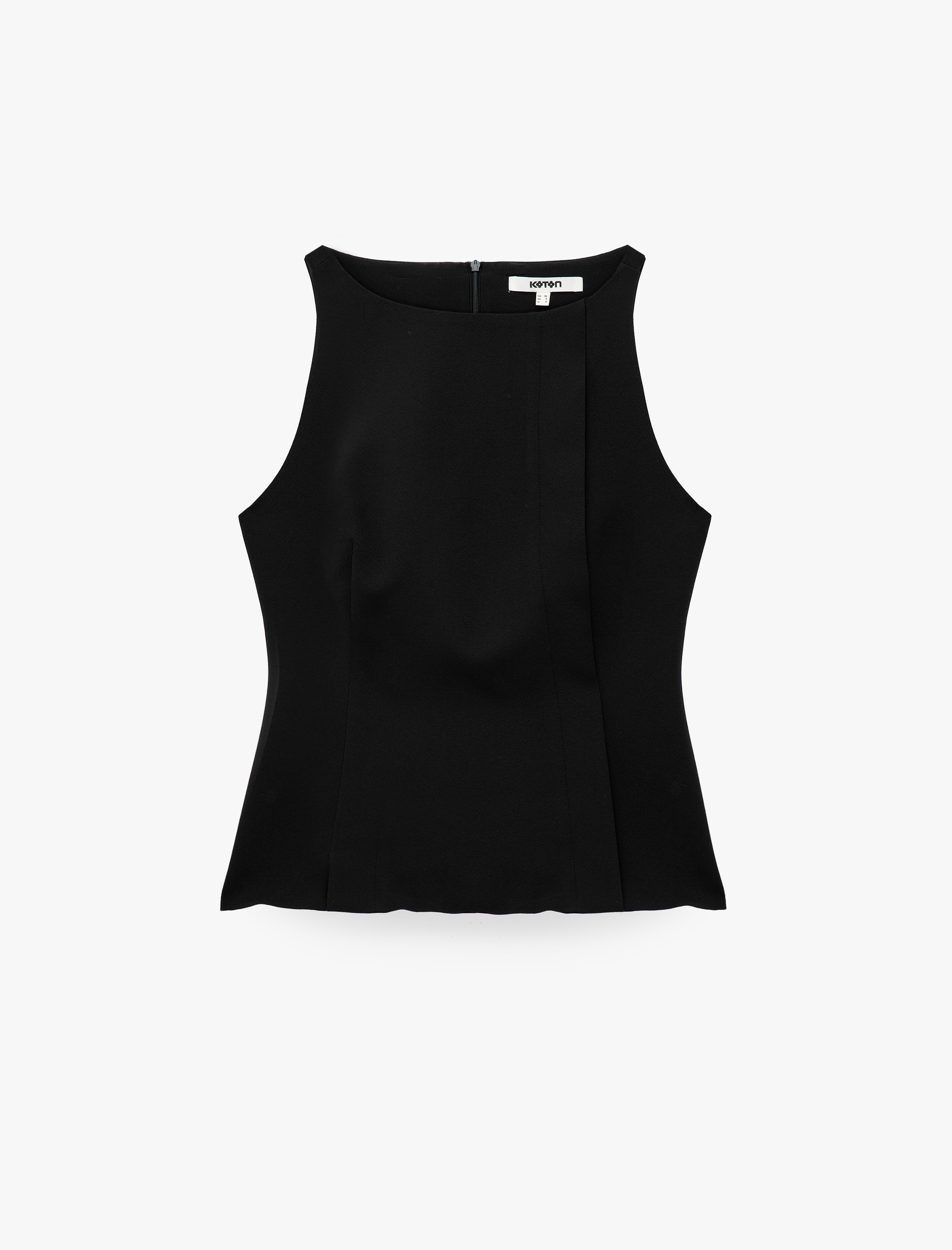   Slim Fit Bisiklet Yaka Kolsuz Peplum Bluz