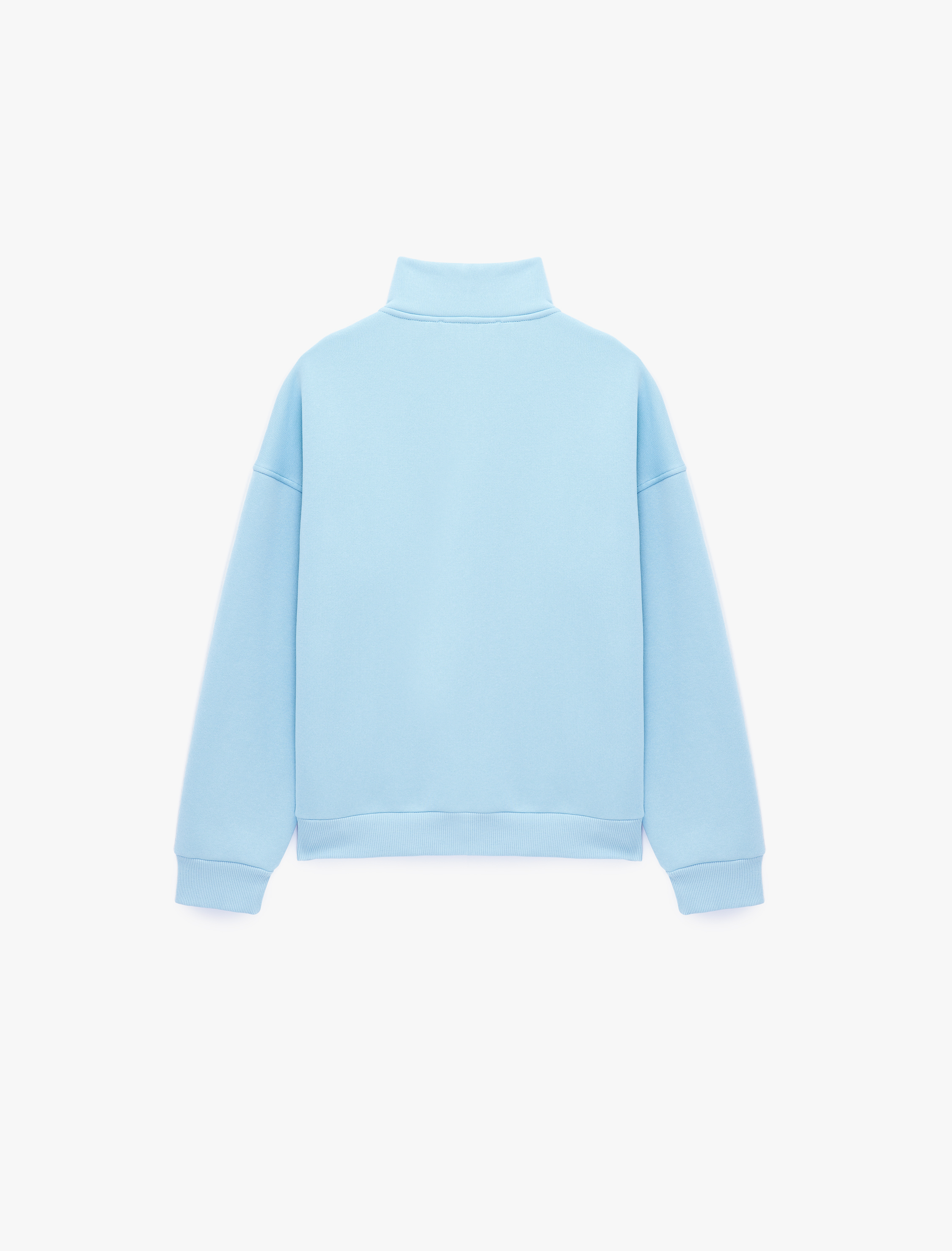   Şardonlu Yarım Fermuarlı Dik Yaka Uzun Kollu Baskılı Sweatshirt