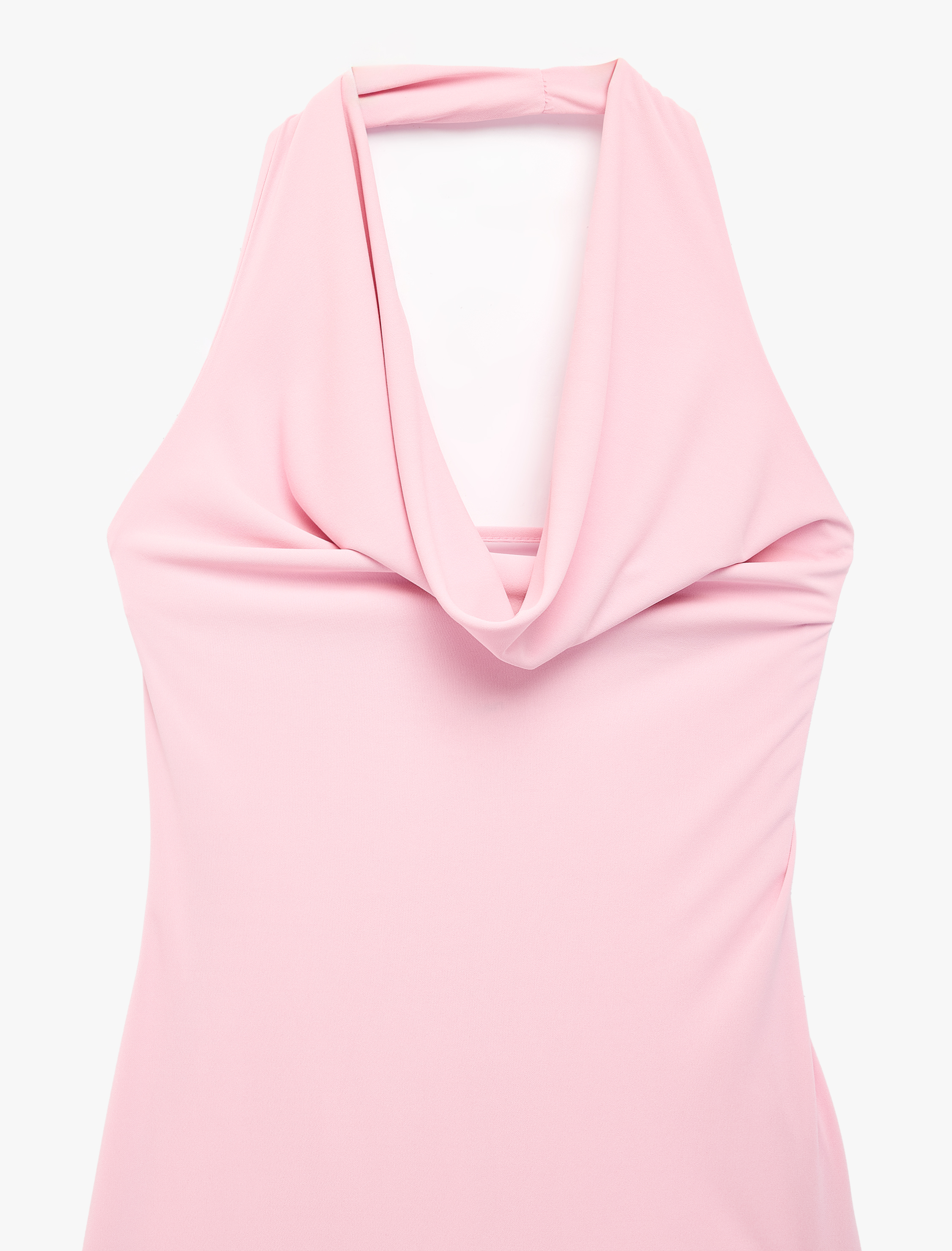   Slim Fit Kolsuz Sırt Dekolteli Degaje Yaka Midi Elbise