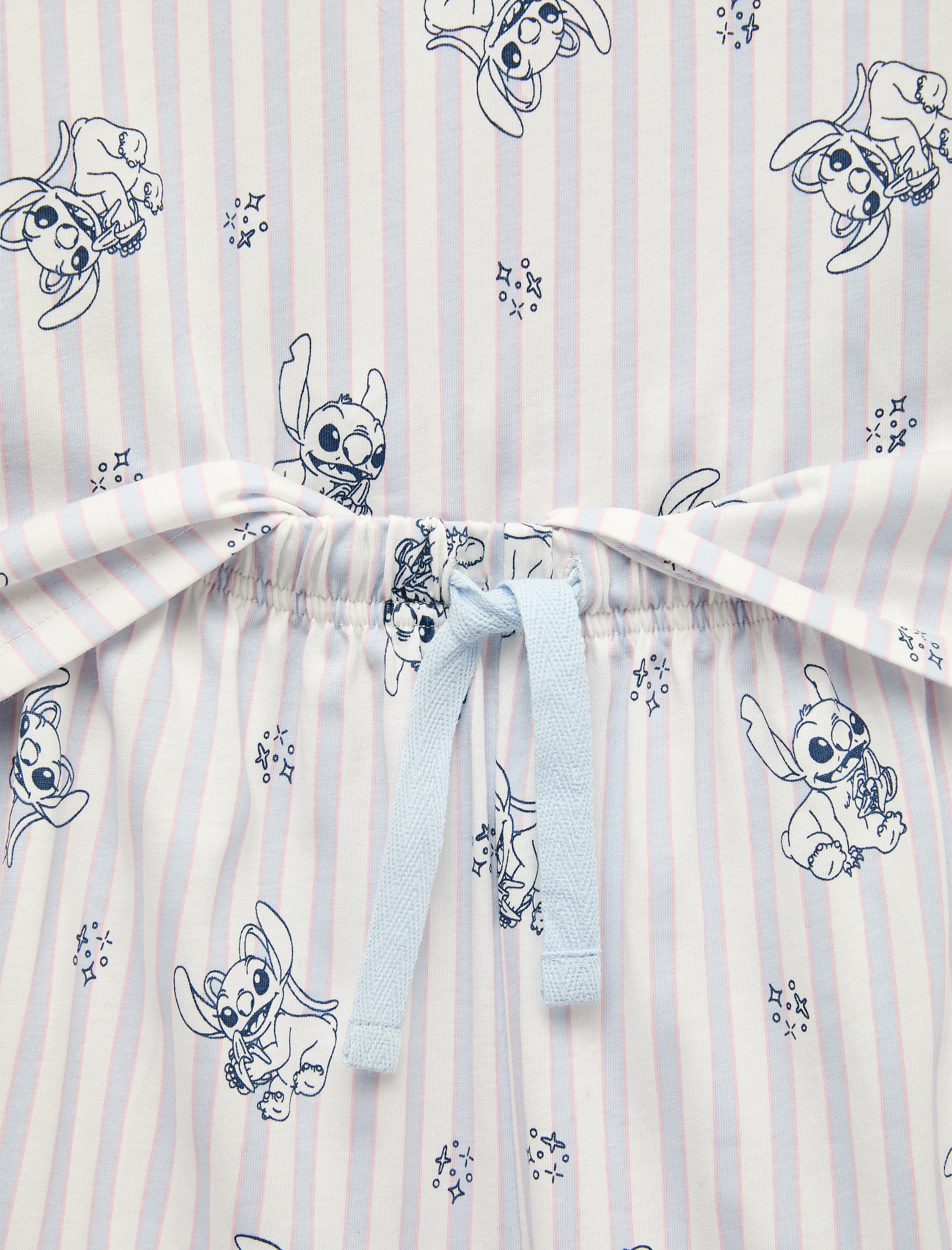   Stitch Baskılı Pamuklu Lisanslı Bisiklet Yaka Kısa Kollu Şortlu Pijama Takımı