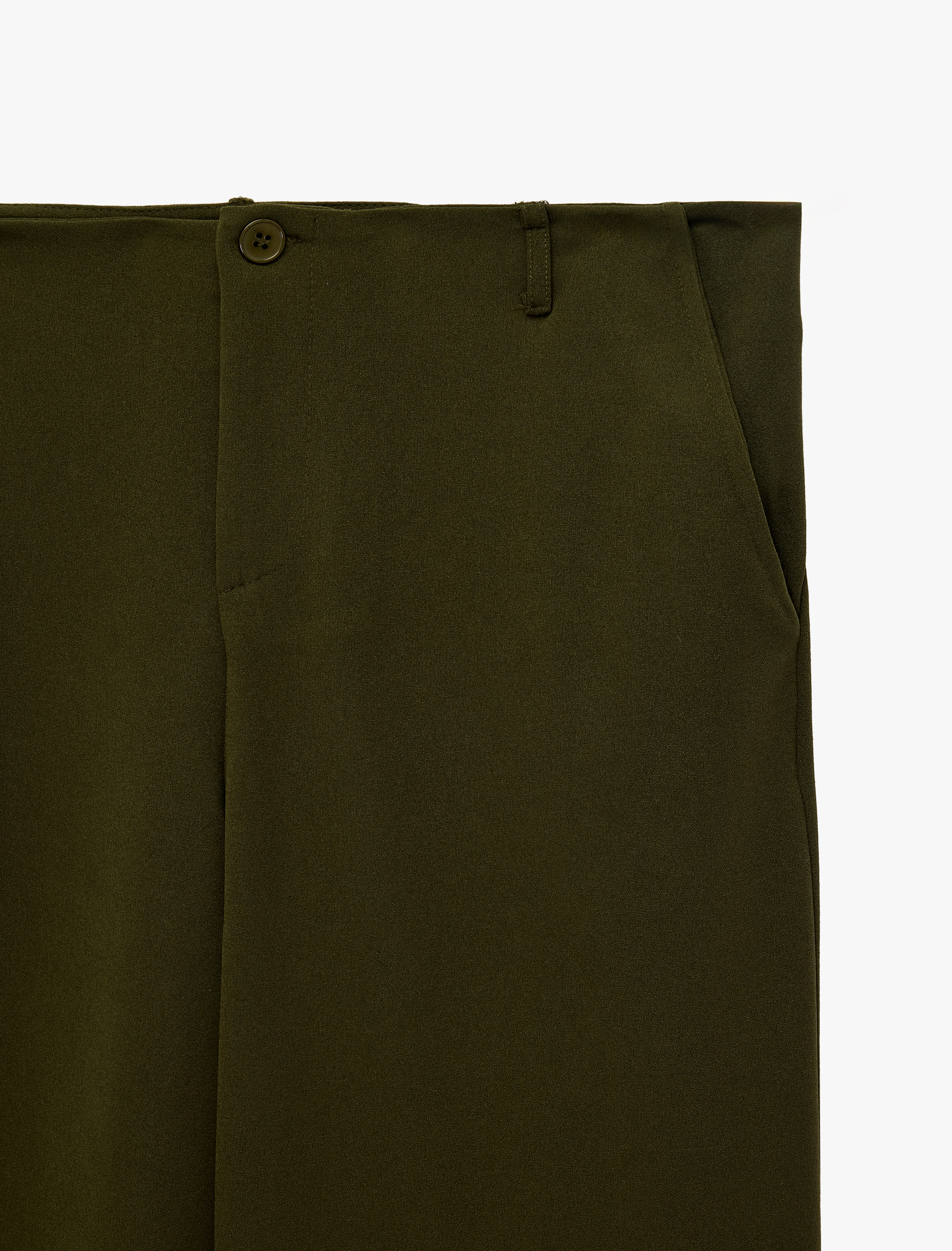   Cepli Düz Paça Düğmeli Krep Scuba Kumaş Pantolon