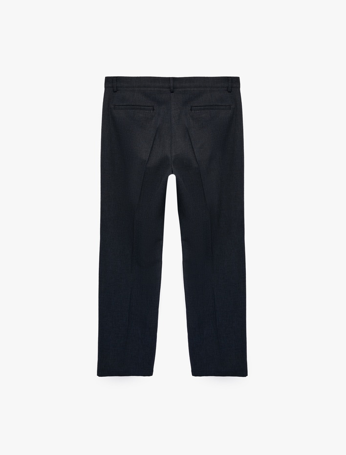  Cepli Viskon Karışımlı Slim Fit Pileli Kumaş Pantolon