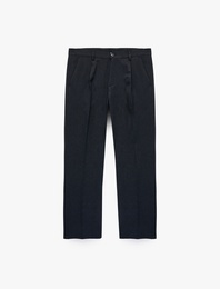 Cepli Viskon Karışımlı Slim Fit Pileli Kumaş Pantolon