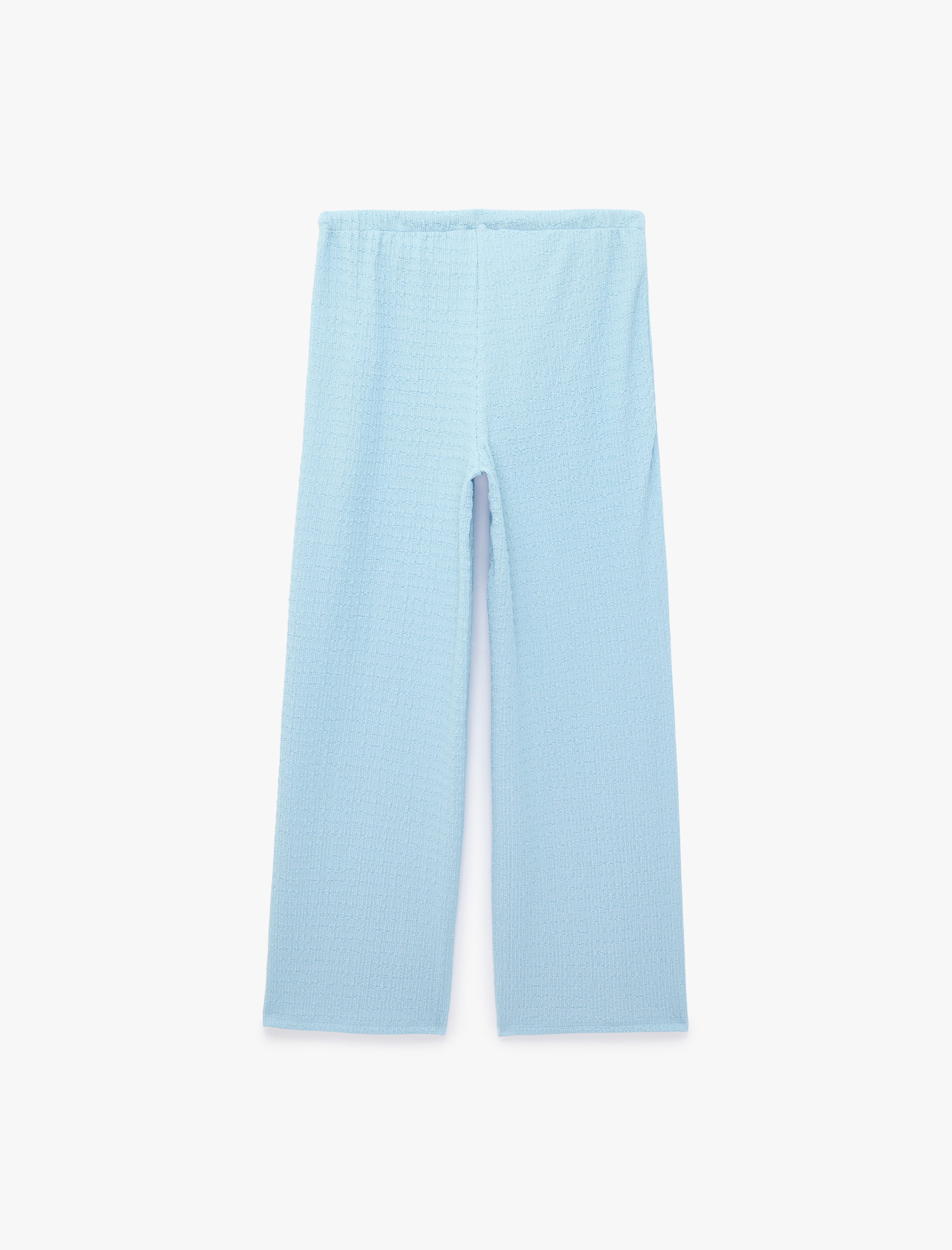   Bürümcük Kumaş Dokulu Beli Bağcıklı Düz Bol Paça Pantolon