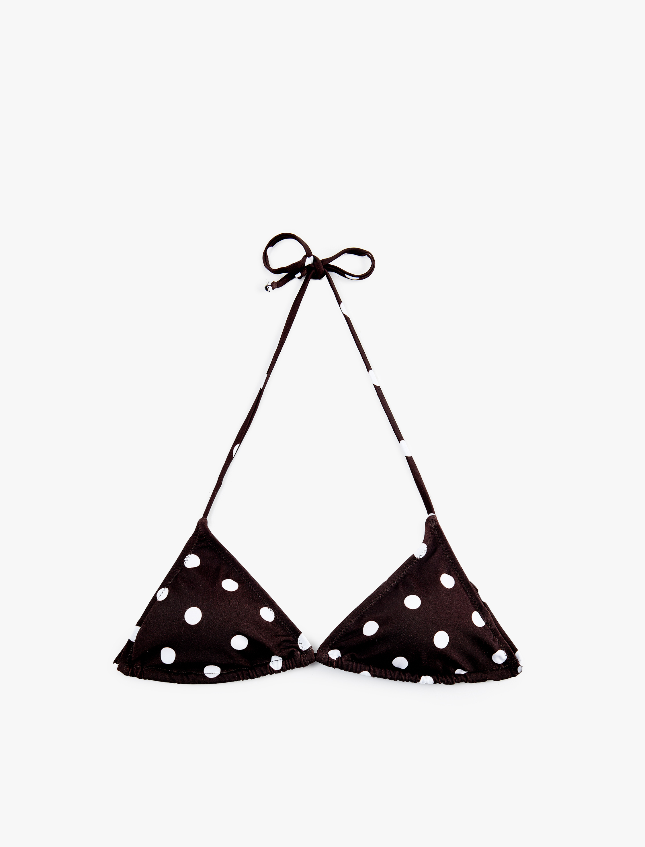  Halter Yaka Puantiyeli Üçgen Bikini Üstü