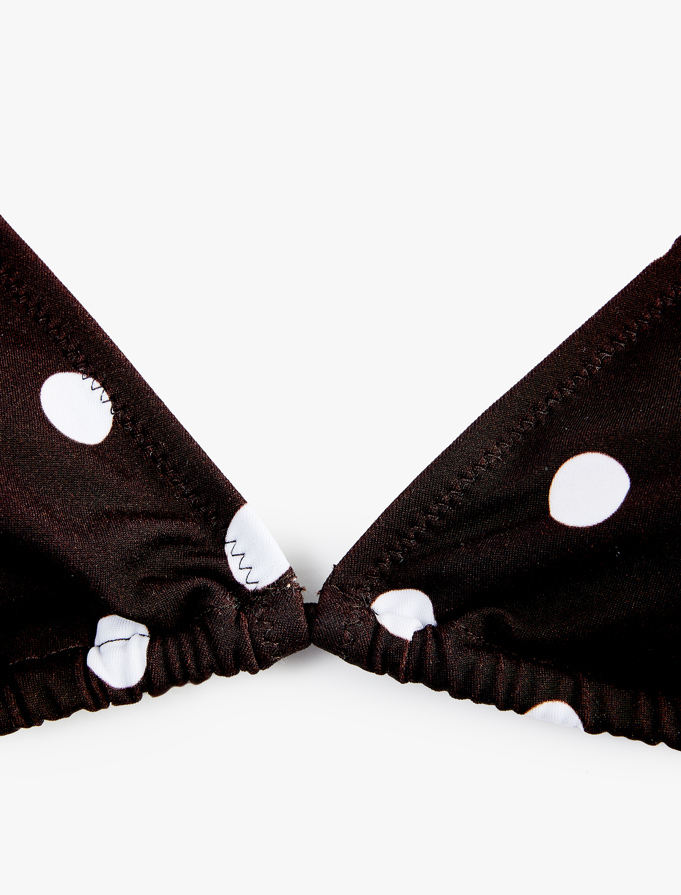   Halter Yaka Puantiyeli Üçgen Bikini Üstü