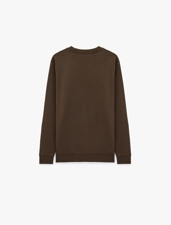 Bisiklet Yaka Pamuklu Uzun Kollu Baskılı Sweatshirt