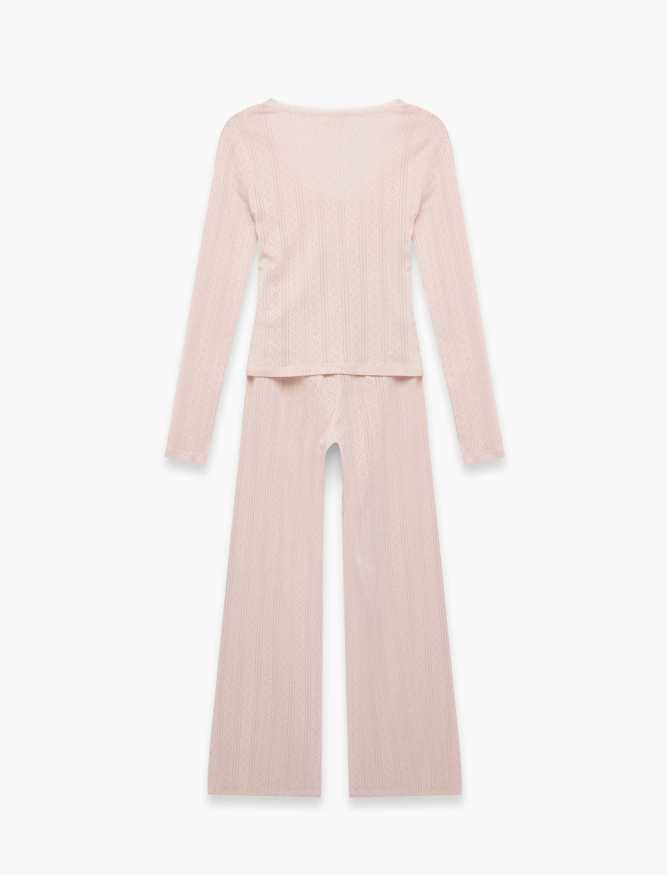   Pamuklu U Yaka Fiyonk Detaylı Uzun Kollu Pijama Takımı