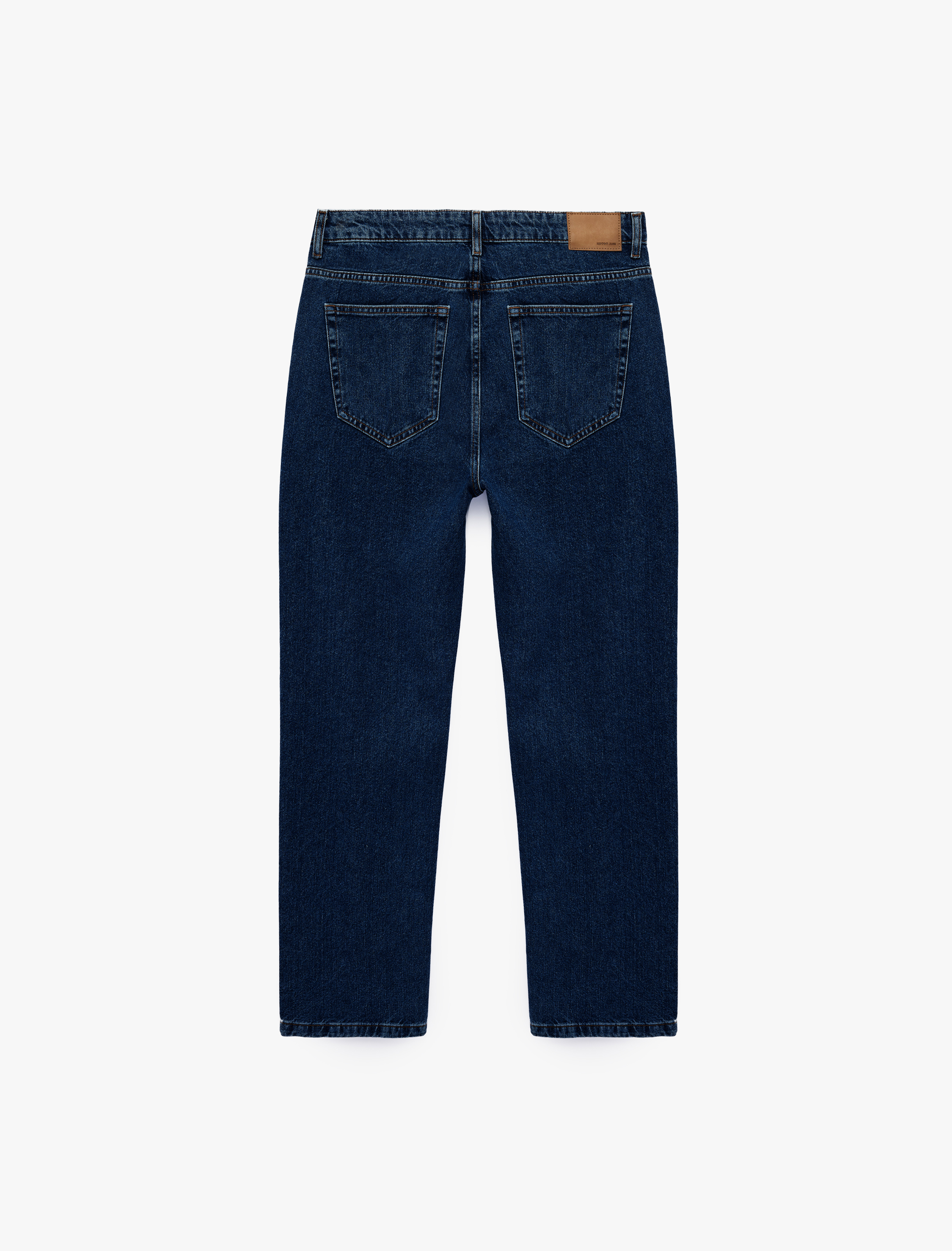   Normal Bel Cepli Pamuklu Vintage Straight Fit Jean Pantolon