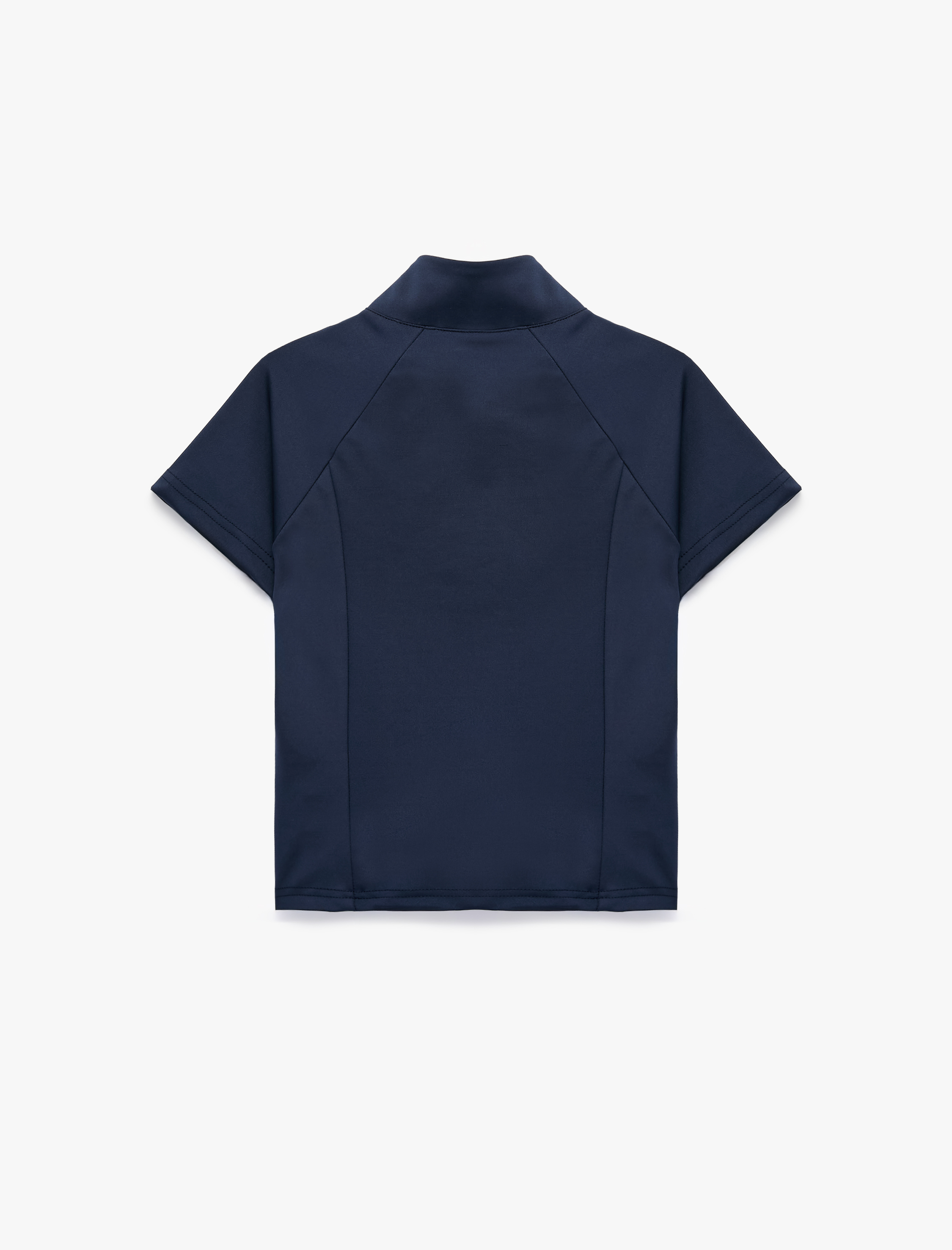  Slim Fit Kolsuz Dik Yaka Fermuarlı Spor Tişört