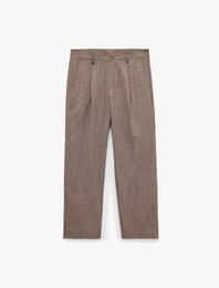 Viskon Karışımlı Cepli Pileli Slim Fit Kumaş Pantolon