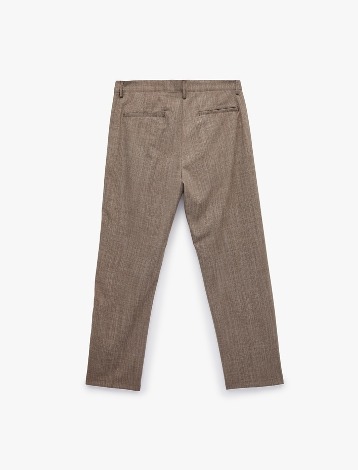  Viskon Karışımlı Cepli Pileli Slim Fit Kumaş Pantolon
