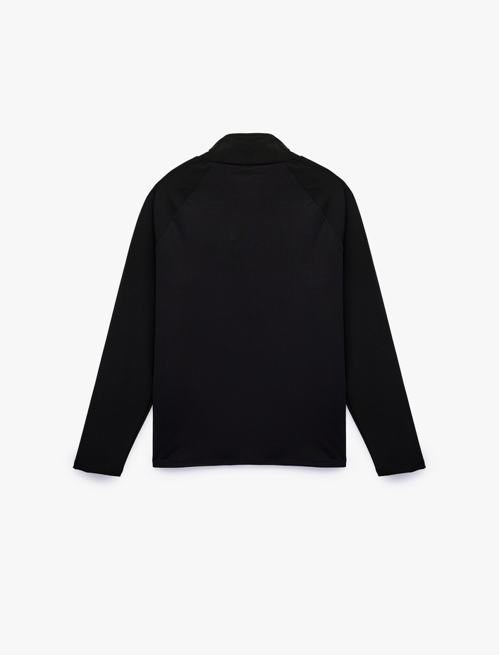  Dik Yaka Uzun Kollu Yarım Fermuarlı Spor Sweatshirt