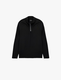 Dik Yaka Uzun Kollu Yarım Fermuarlı Spor Sweatshirt