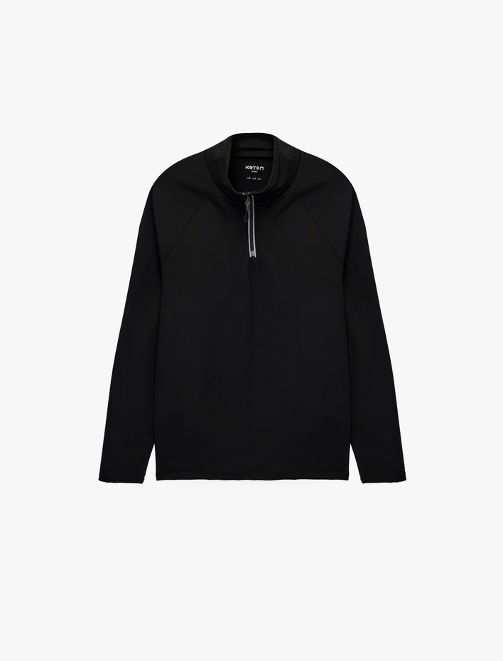  Dik Yaka Uzun Kollu Yarım Fermuarlı Spor Sweatshirt