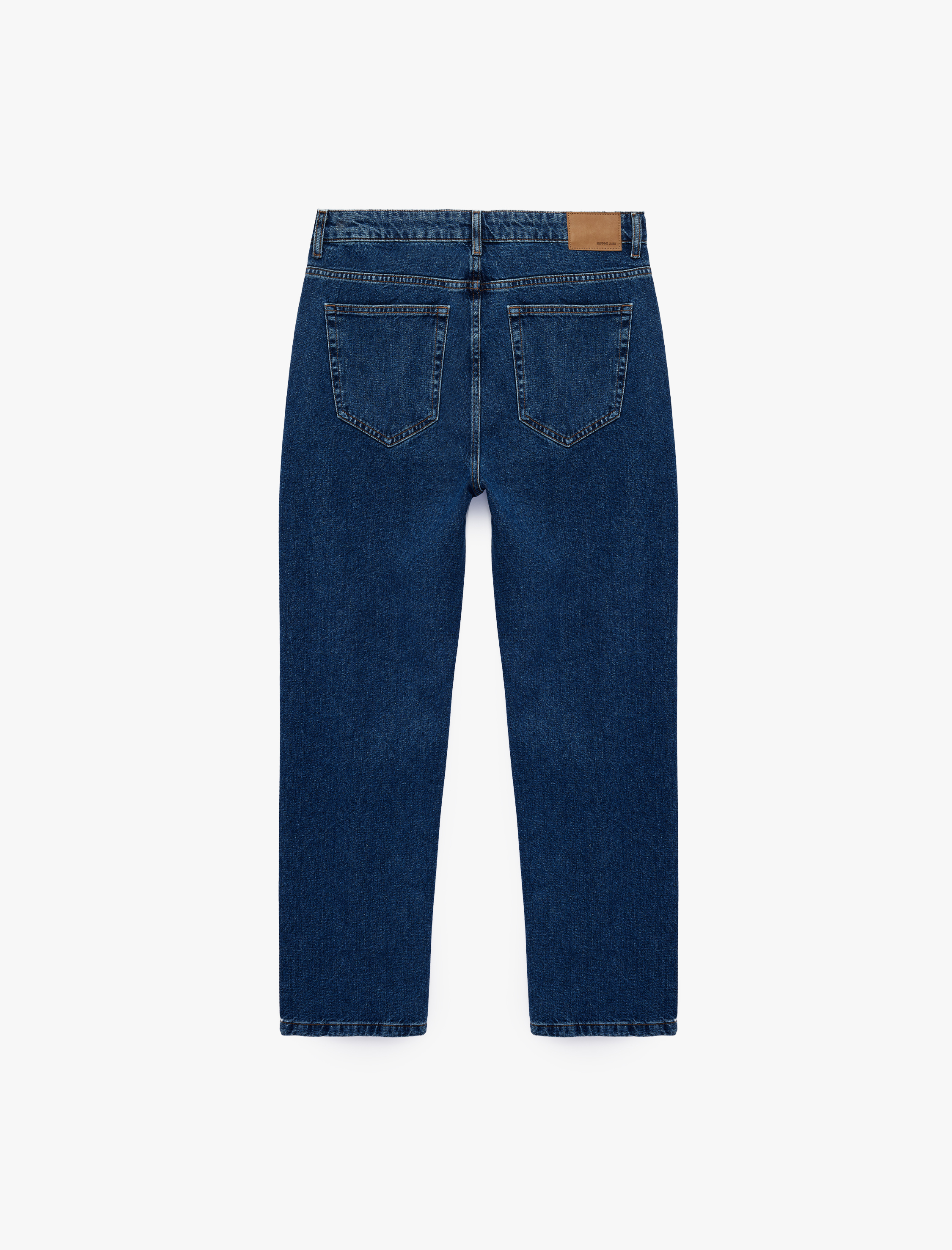  Normal Bel Cepli Pamuklu Vintage Straight Fit Jean Pantolon