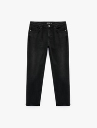 Pamuklu Normal Bel Cepli Vintage Straight Fit Jean Pantolon