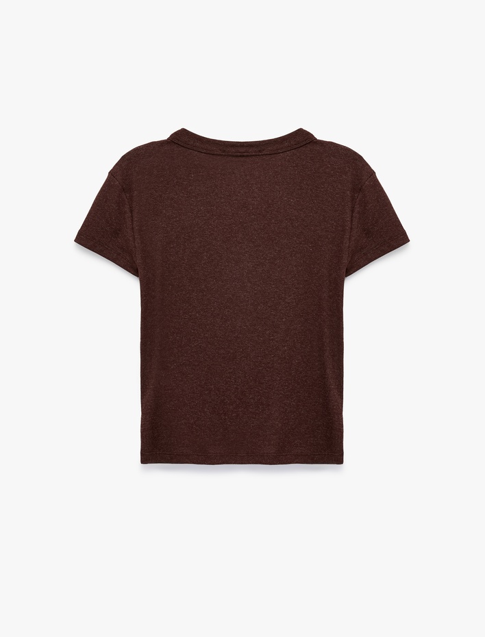  Slim Fit Düğmeli Bisiklet Yaka Kısa Kollu Hırka