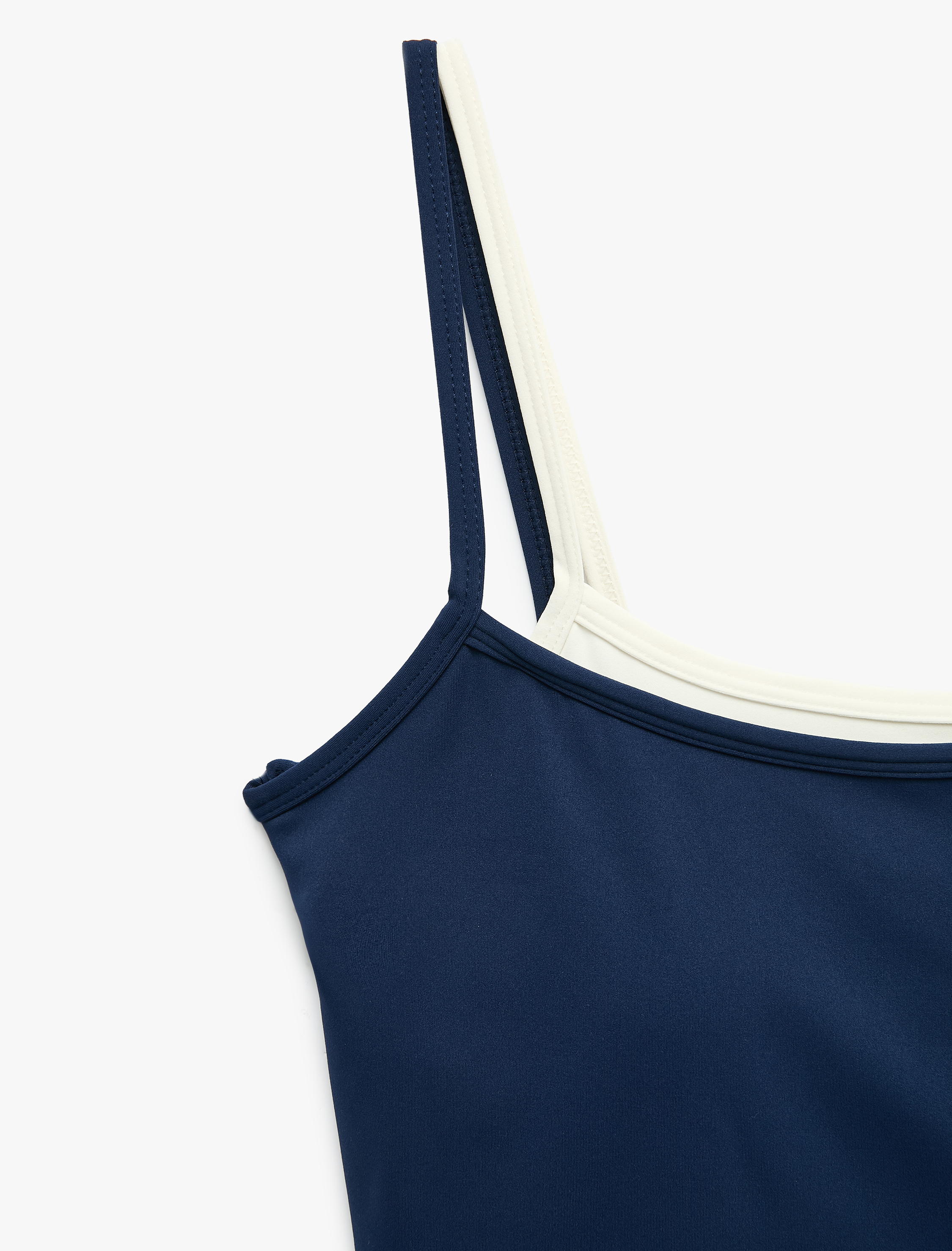   Slim Fit İp Askılı İkili Katmanlı Spor Bluz