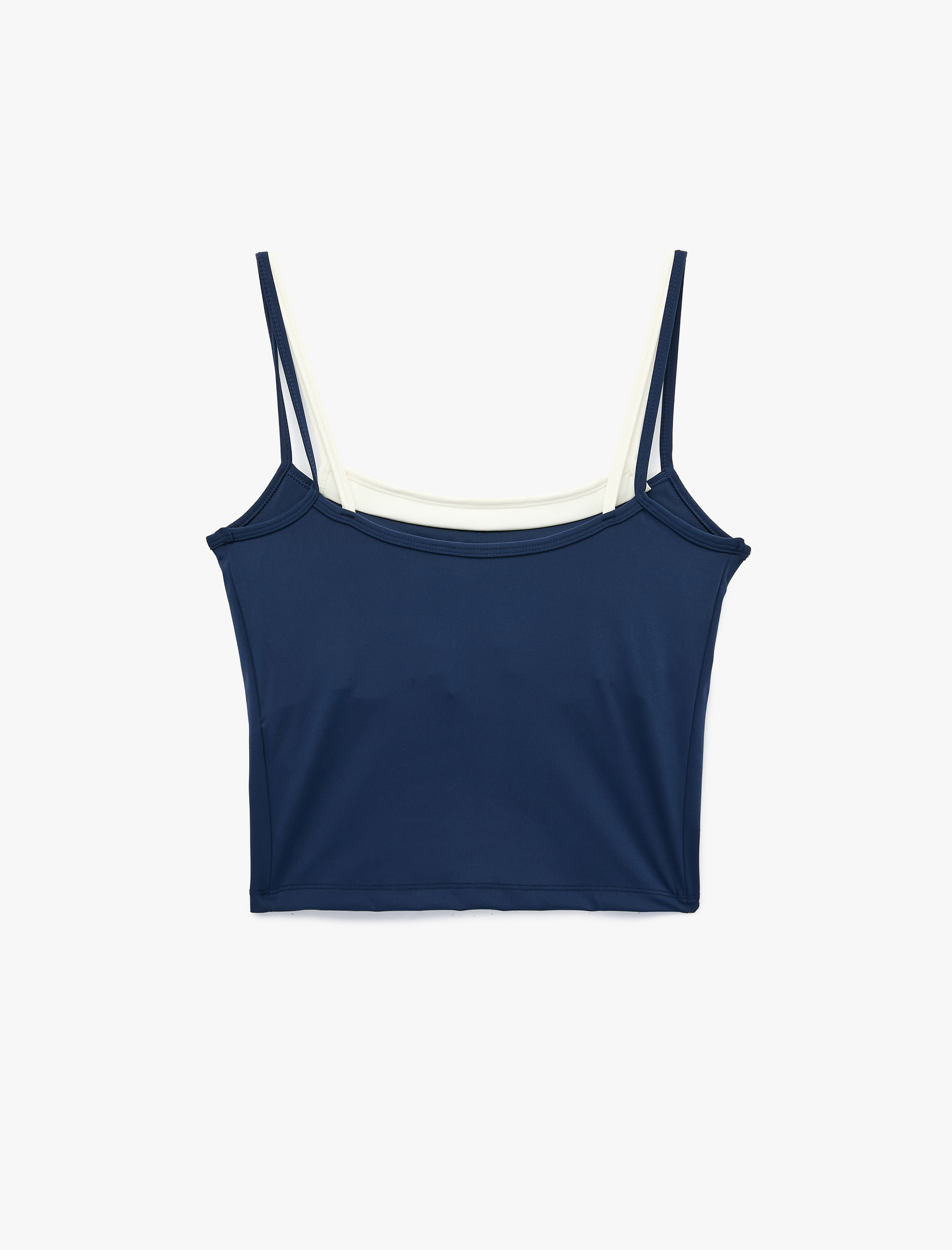   Slim Fit İp Askılı İkili Katmanlı Spor Bluz