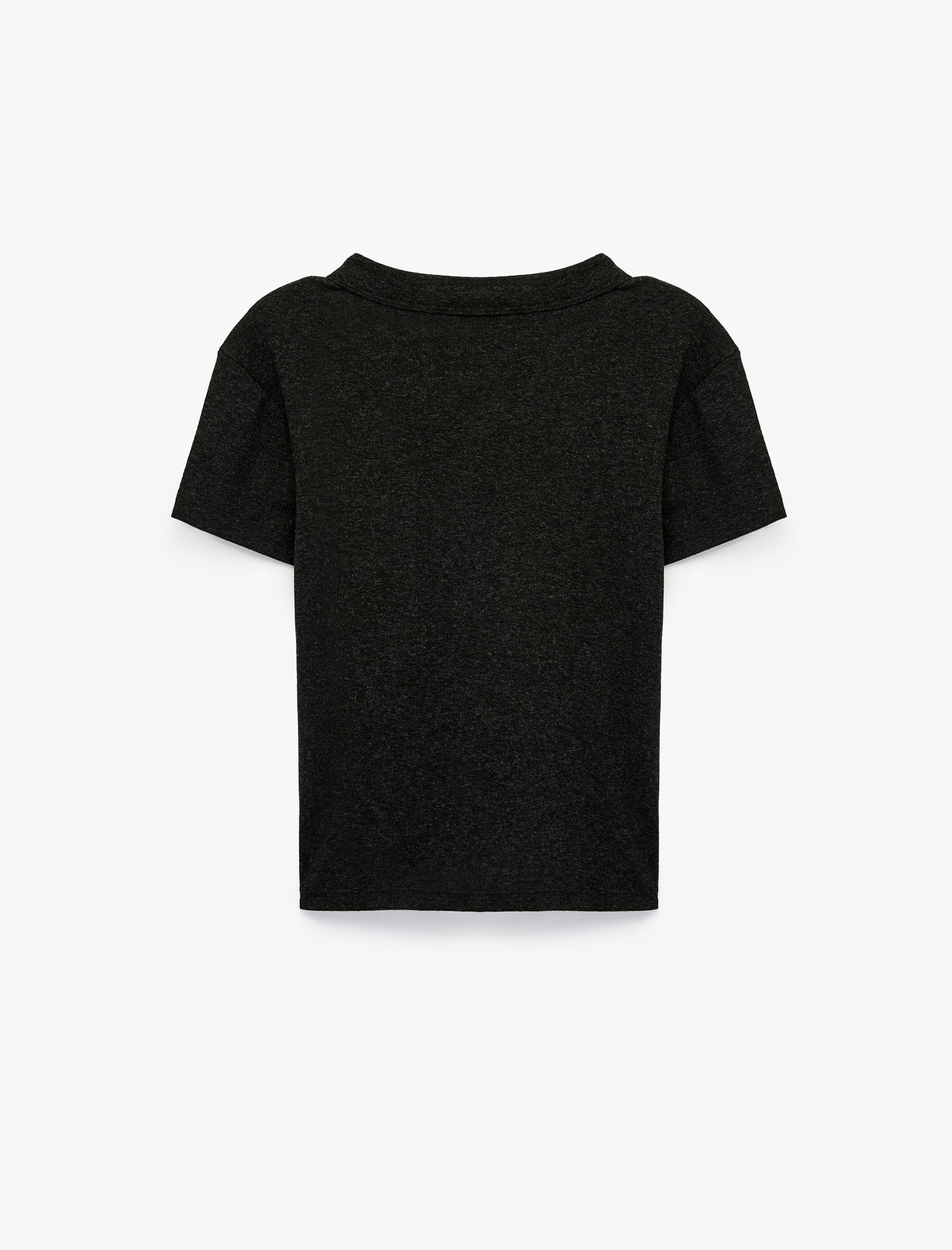   Slim Fit Düğmeli Bisiklet Yaka Kısa Kollu Hırka