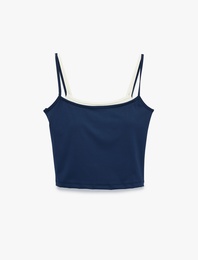 Slim Fit İp Askılı İkili Katmanlı Spor Bluz