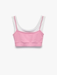 Katmanlı Slim Fit Askılı Kaplı Sporcu Sütyeni