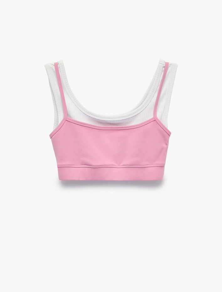  Katmanlı Slim Fit Askılı Kaplı Sporcu Sütyeni