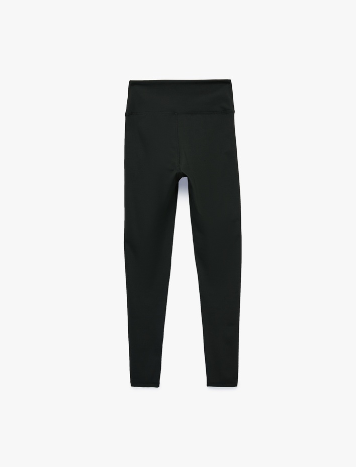  Slim Fit Yüksek Bel İnterlok Kumaş Spor Tayt