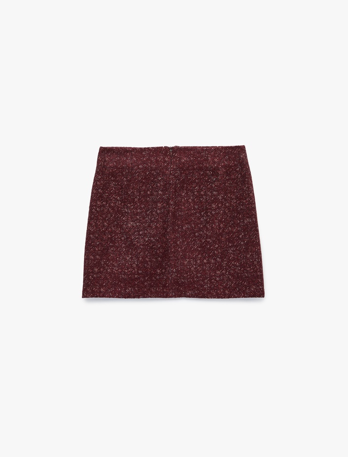 A Kesim Slim Fit Parıltılı Mini Tüvit Etek