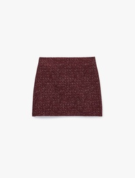 A Kesim Slim Fit Parıltılı Mini Tüvit Etek
