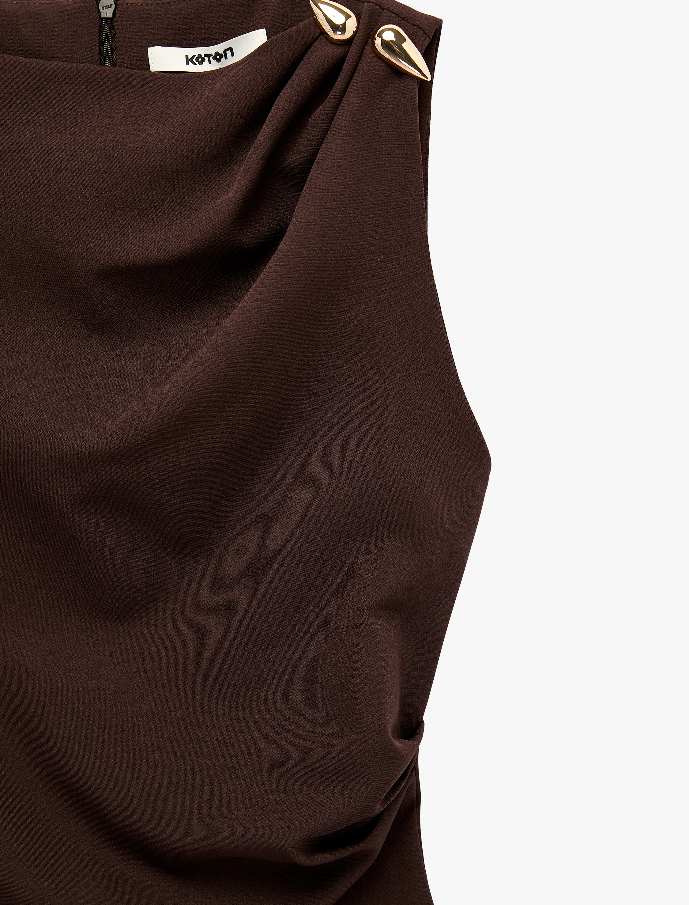   Slim Fit Aksesuarlı Kolsuz Bisiklet Yaka Mini Elbise