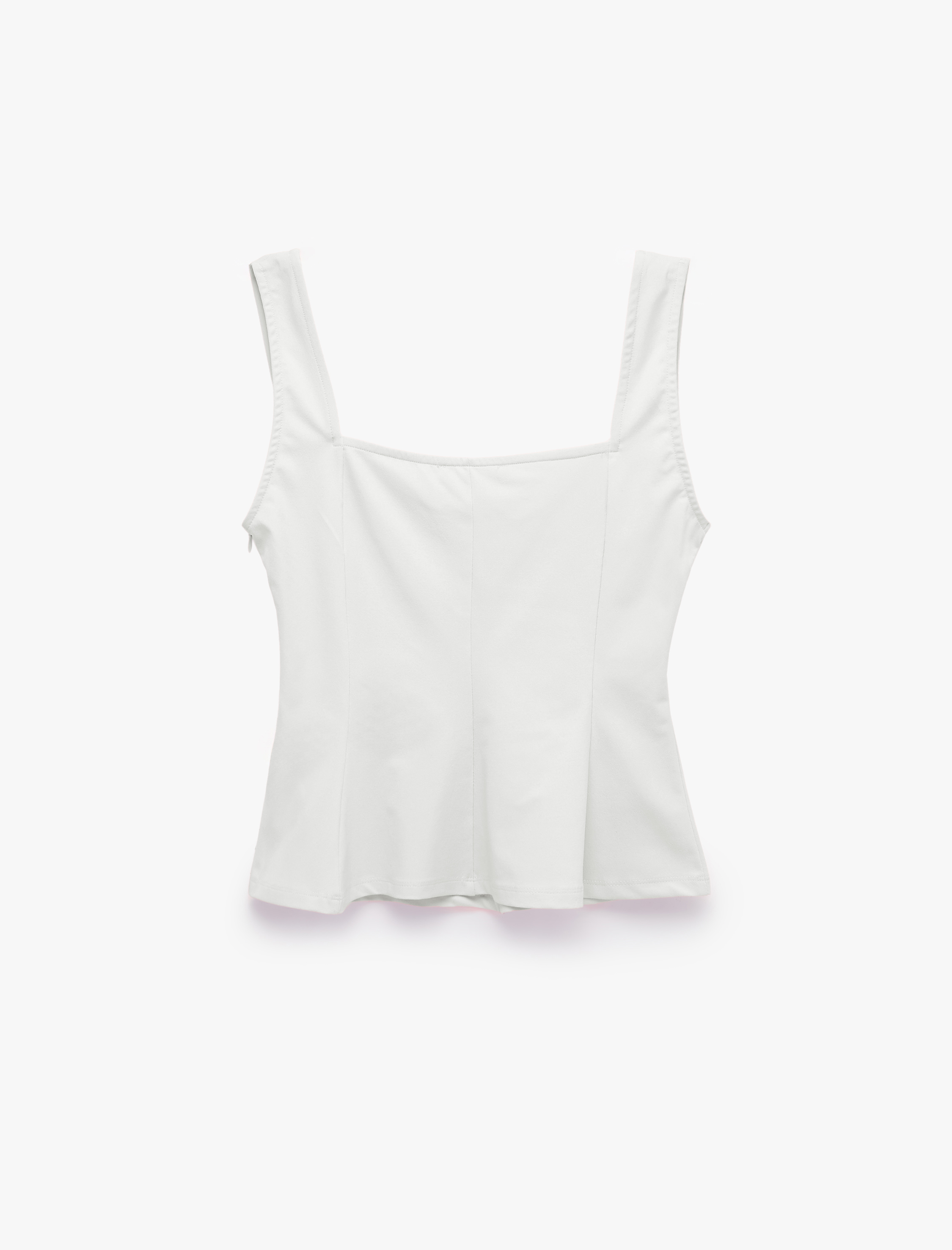  U Yaka Slim Fit Peplum Kolsuz Bluz