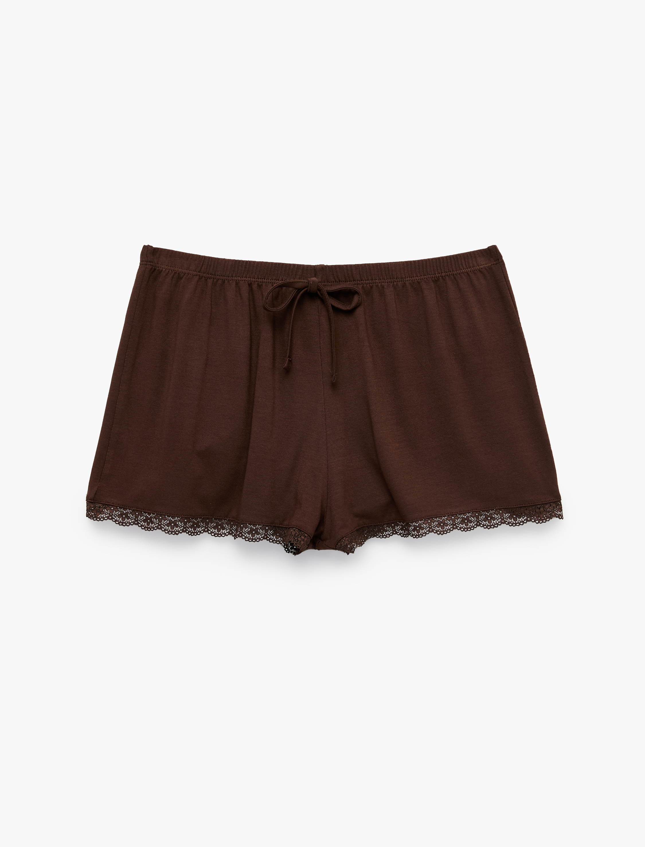   Dantelli Paça Beli Lastikli Rahat Kalıp Viskon Şort Pijama Altı