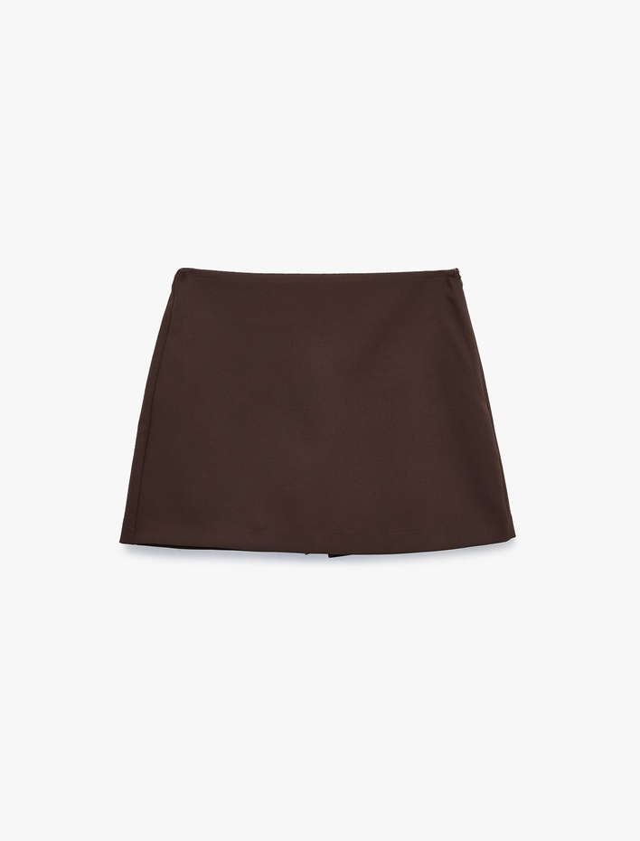  Slim Fit Cepli Mini Şort Etek